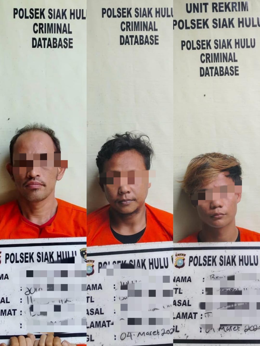 Asyik Pesta Shabu-shabu, 3 Pria Diringkus Polsek Siak Hulu
